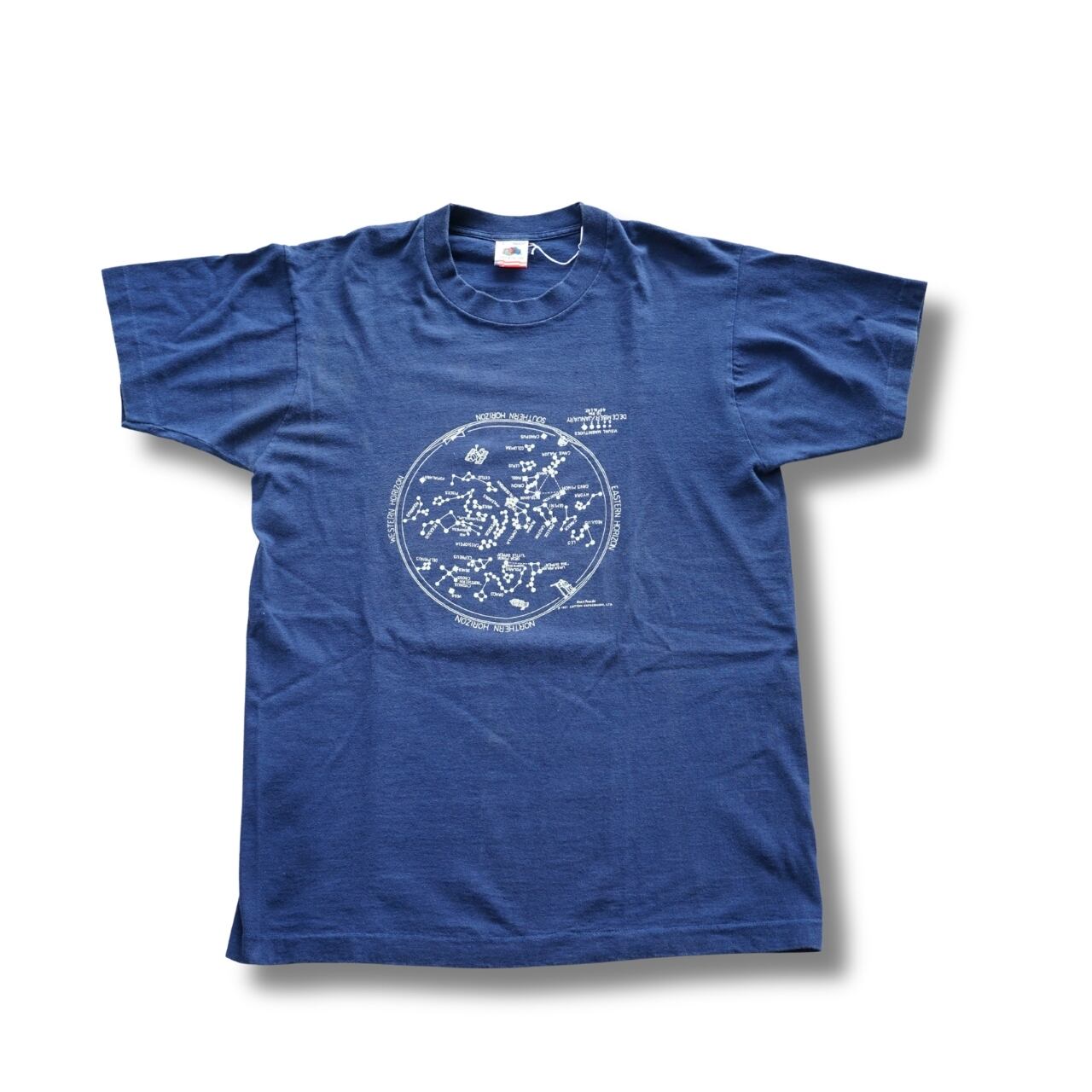 80s USA製 FRUIT OF THE LOOM 星座早見図 プリントTシャツ(表記L・実寸L相当)|NA992