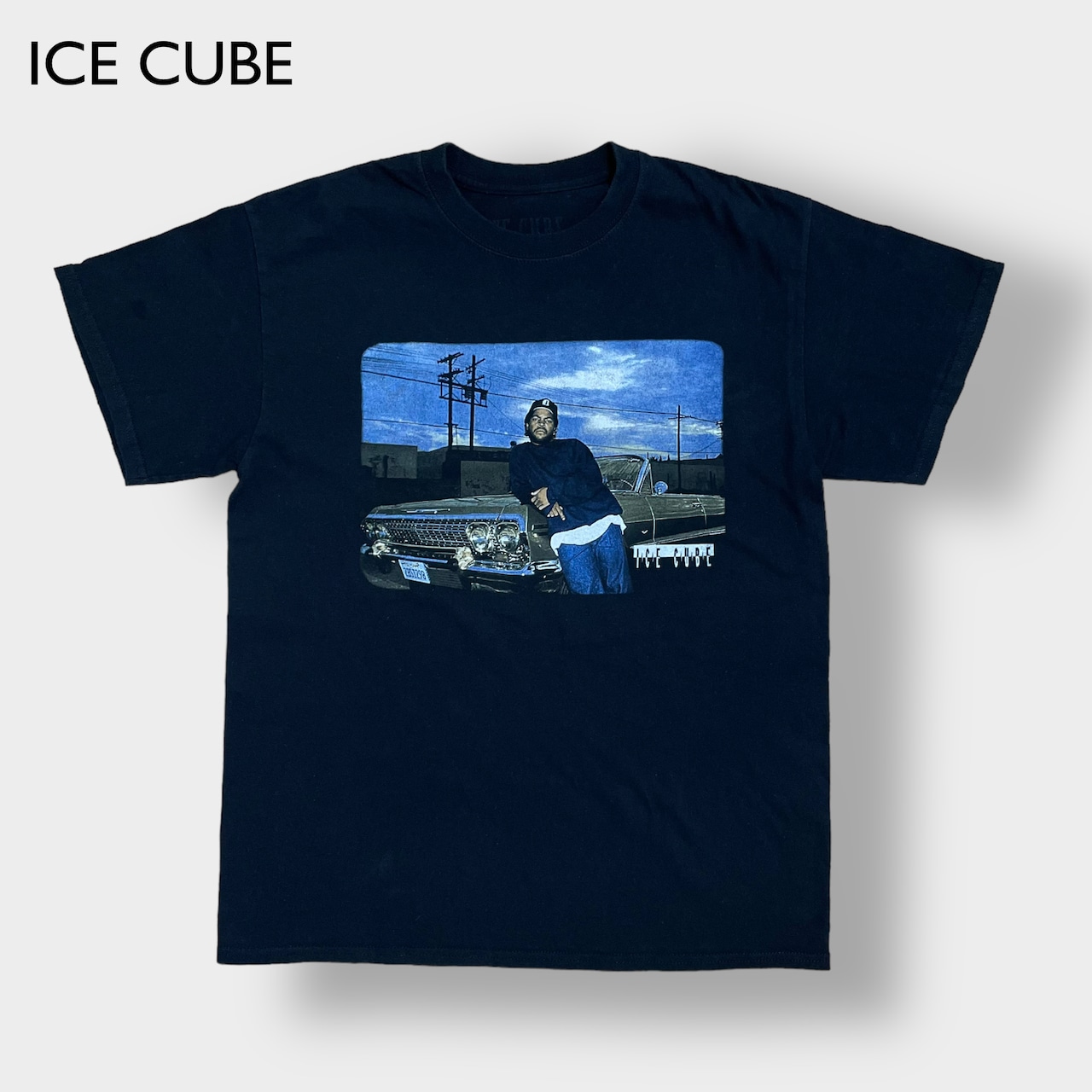 【ICE CUBE】公式 オフィシャル ラップ Tシャツ フォトプリント アイスキューブ HIPHOP ロゴ M 黒t 半袖 us古着