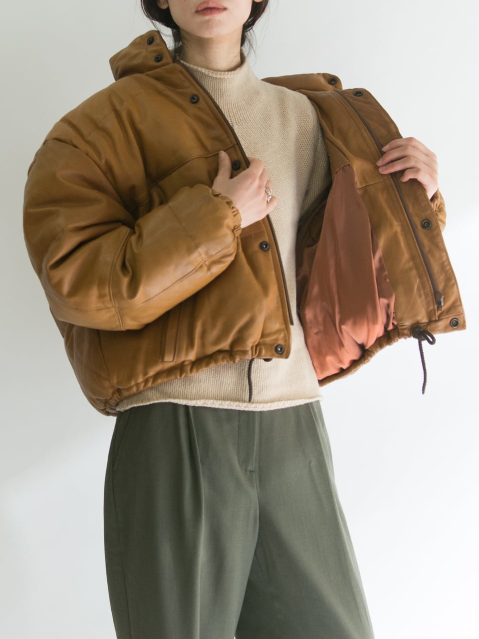 VENT COUVERT】Made in France 90's leather down jacket VENT COUVERT】Made in France 90's leather down jacket