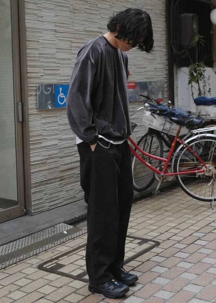 edit clothing DOZUME VELOUR SIDEPOCKET TRAINER / charcoal | SLOW