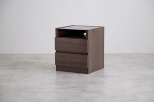 【幅35cm】Connie ガラス天板付きナイトテーブル