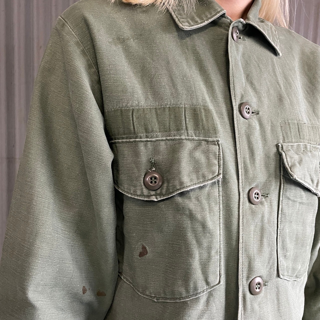 70年納品 70年代 U.S.ARMY 米軍実品 OG107 ユーティリティシャツ 14 1 