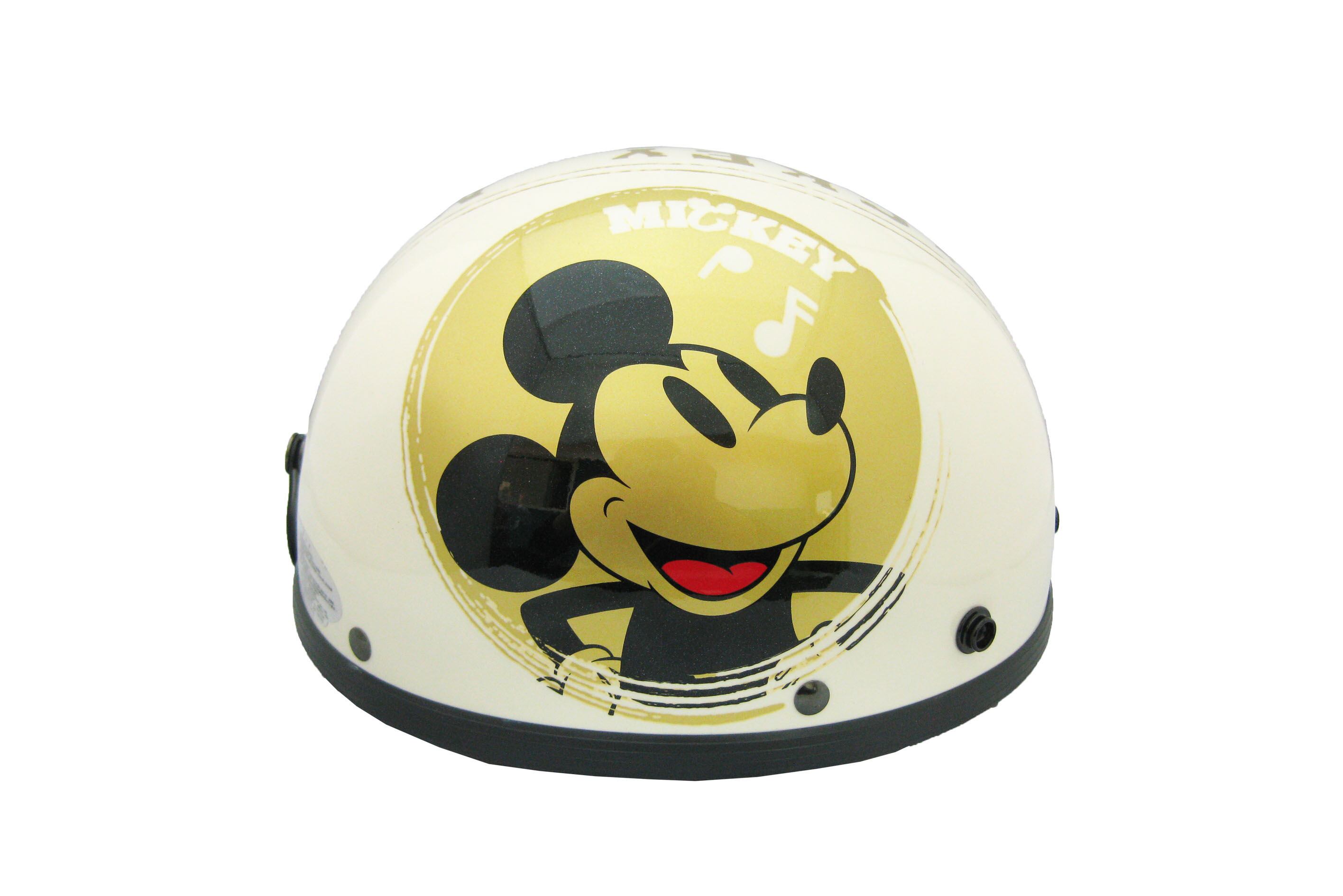 ディズニー正規ライセンス商品 ヴィンテージミッキーマウス Gold ハーフヘルメット ツバ別売り ミッキーマウス 白 赤 黒 Jwlsports