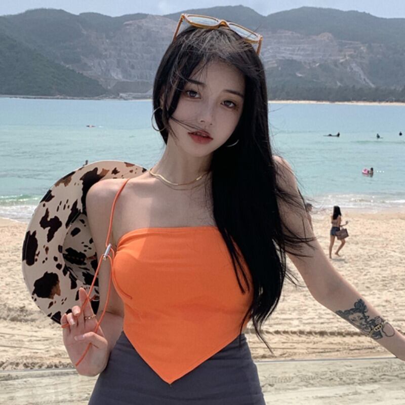 サマースタイルトップス ストレッチトライアングルバンドレディース エラスティック 伸縮 夏物 ヨーロピアン YY-ファッション20858168111