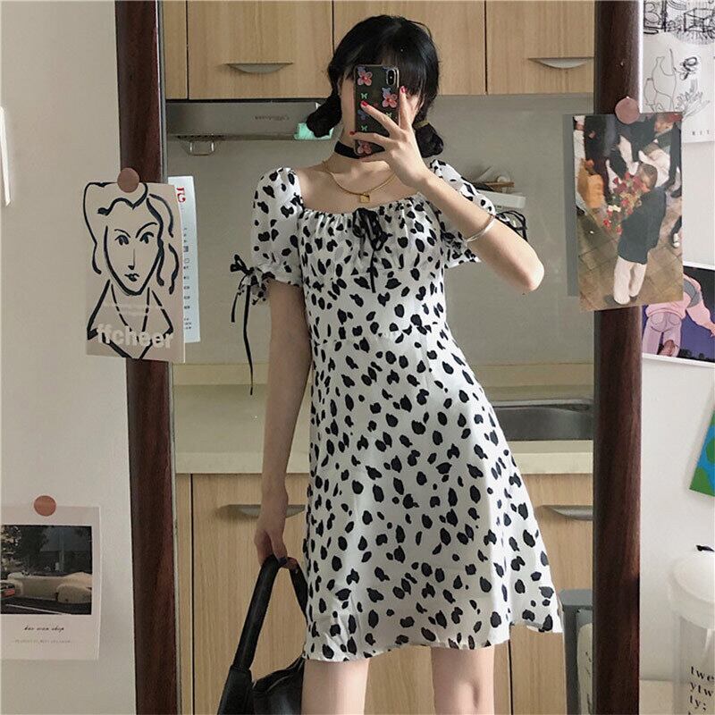 スリーブサマードレス ウェストAラインスカート 夏物 萌量不足21345022691