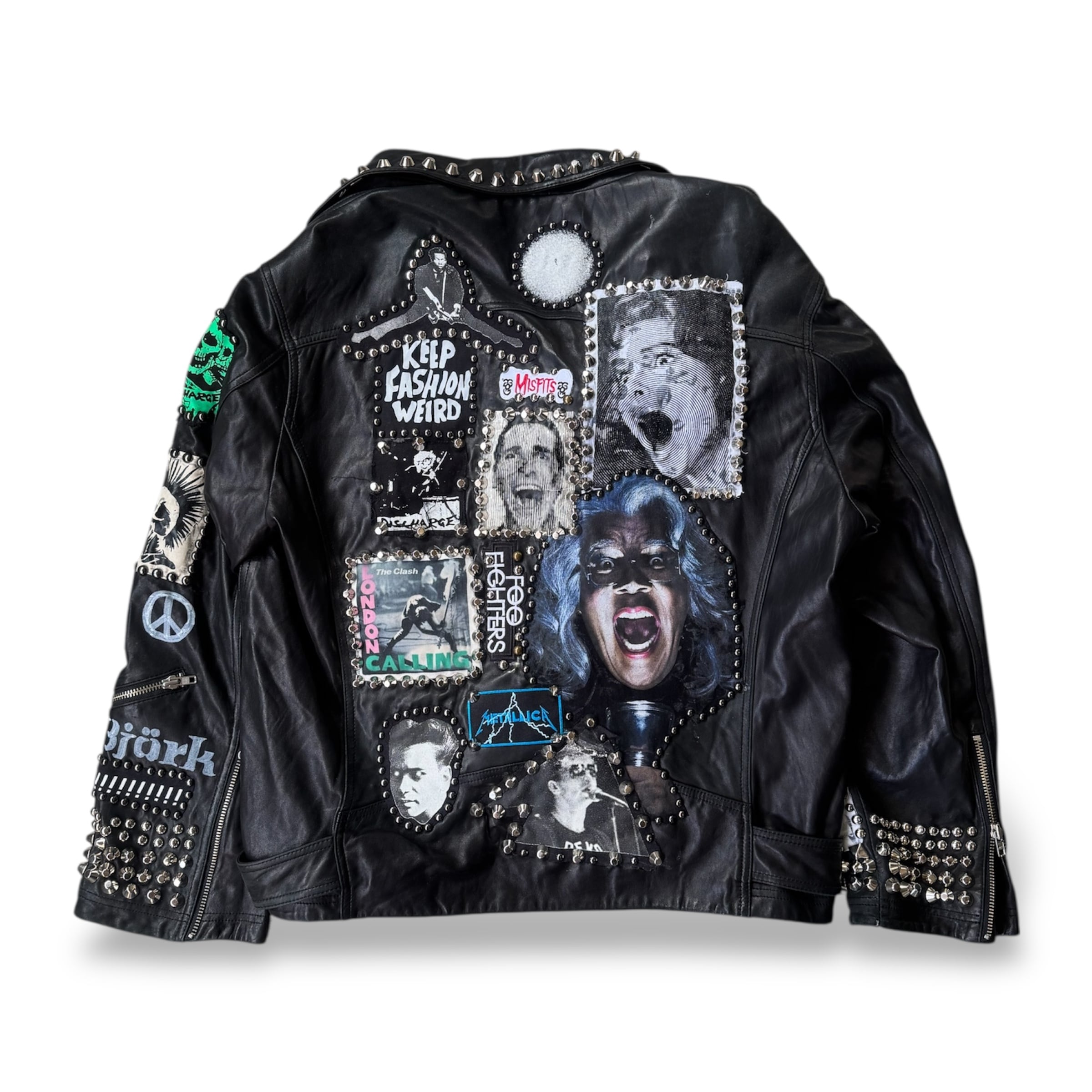 スタッズ×刺繍 レザーダブルライダース パンク PAINT STUDDED CUSTOM LEATHER DOUBLE RIDERS JACKET / ペイント