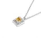 クッションカット ファンシービビット オレンジ イエロー ダイヤモンド ネックレス SI2 Pt / 0.266ct / 0.140ct