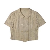 Pierre Cardin ピエールカルダン 立体ストライプ 半袖 ダブル ジャケット サイズ 11 /ライトベージュ/レディース/日本製