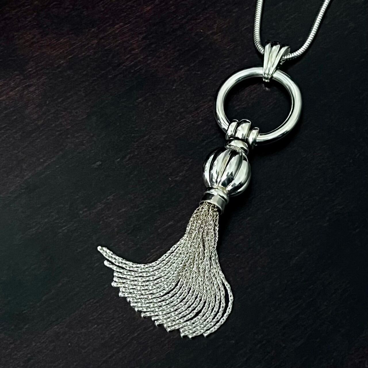 VINTAGE TIFFANY & CO. Tassel Pendant Necklace Snake Chain Sterling