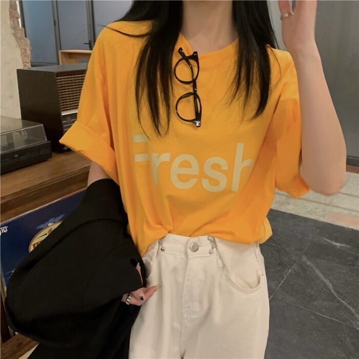 レッドTシャツ シャツ サマールーズトップス コットン 夏物 ピュア モンロー83668669105