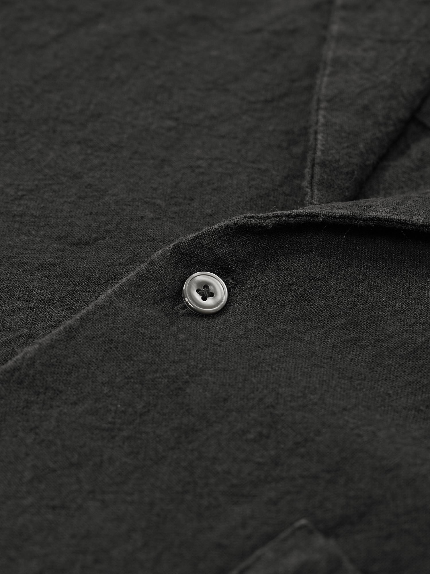 Hemp Short Sleeve Open Collar Shirt (black) | OVY