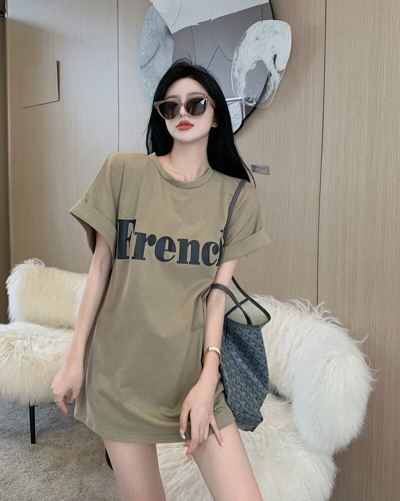 プリントTシャツ スカート サマー薄手カジュアルルーズトップス 夏物 ブラックストロベリース33489421113