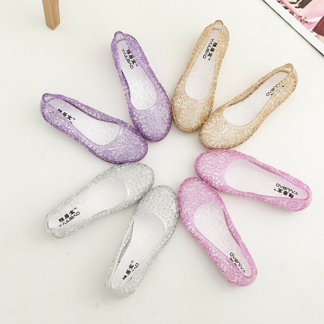 レディース メッシュラバーパンプス ラバーシューズ パンプス ラバーパンプス 雨 梅雨 ラバー 防水 / Glitter Fruit Crystal Plastic Flat Sandals (DCT-553985412439)