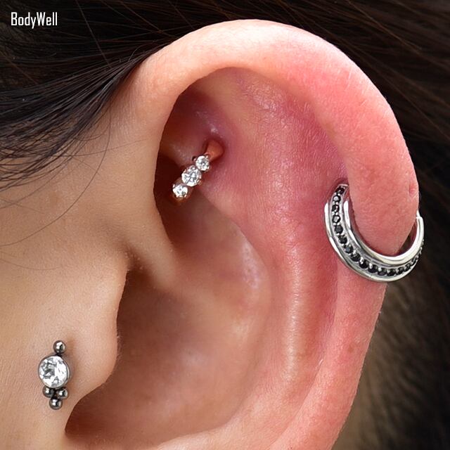 ワンタッチピアス 16G 全2色 ボディピアス ワンタッチで簡単 選べる