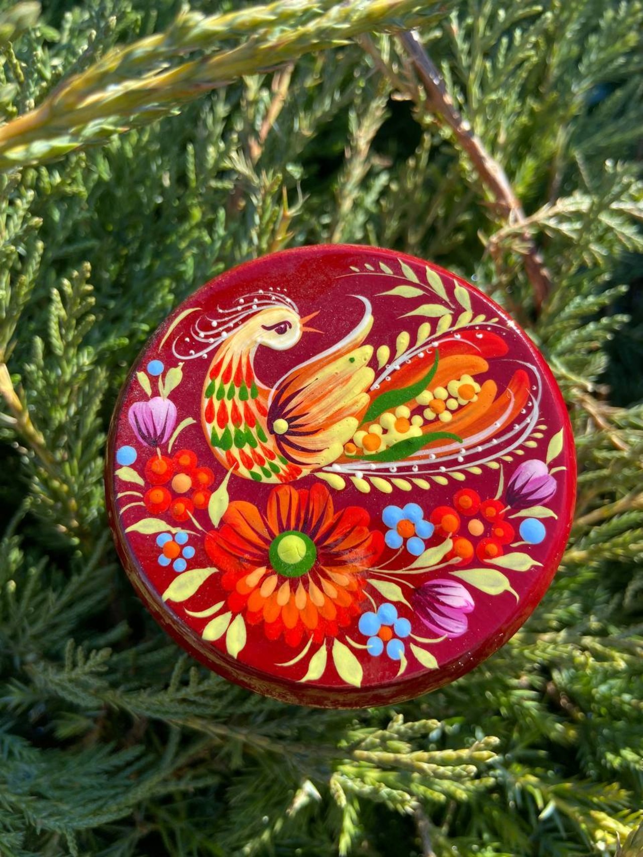 ペトリキウカ塗り　木製小物入れ・ジュエリーボックス（ティモシェンコ作）ウクライナ製 - 1