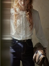 Ancienne Embroidery Frill Blouse F0825