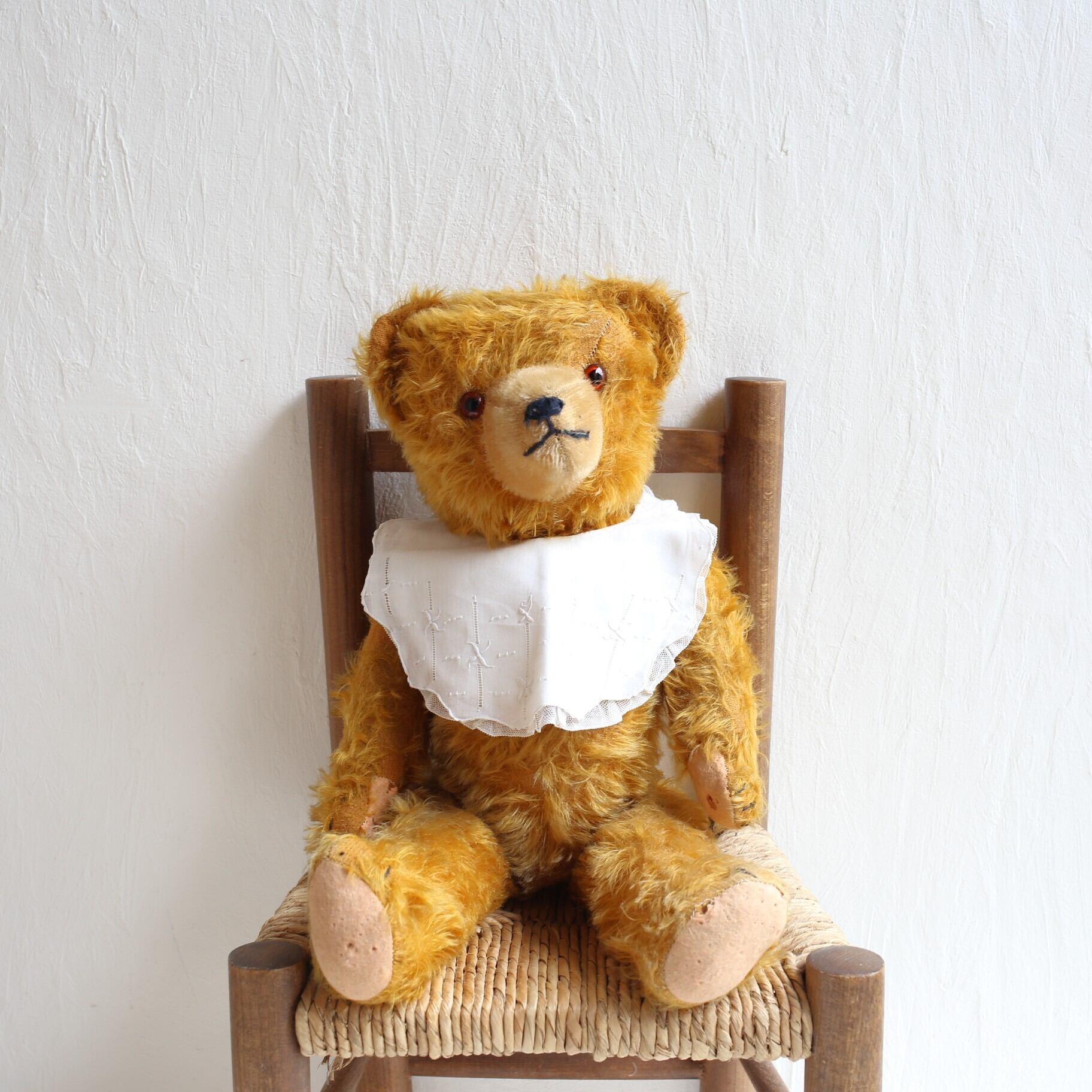 フランス アンティーク ヴィンテージ スタイ付きのテディベア 47cm N-04613