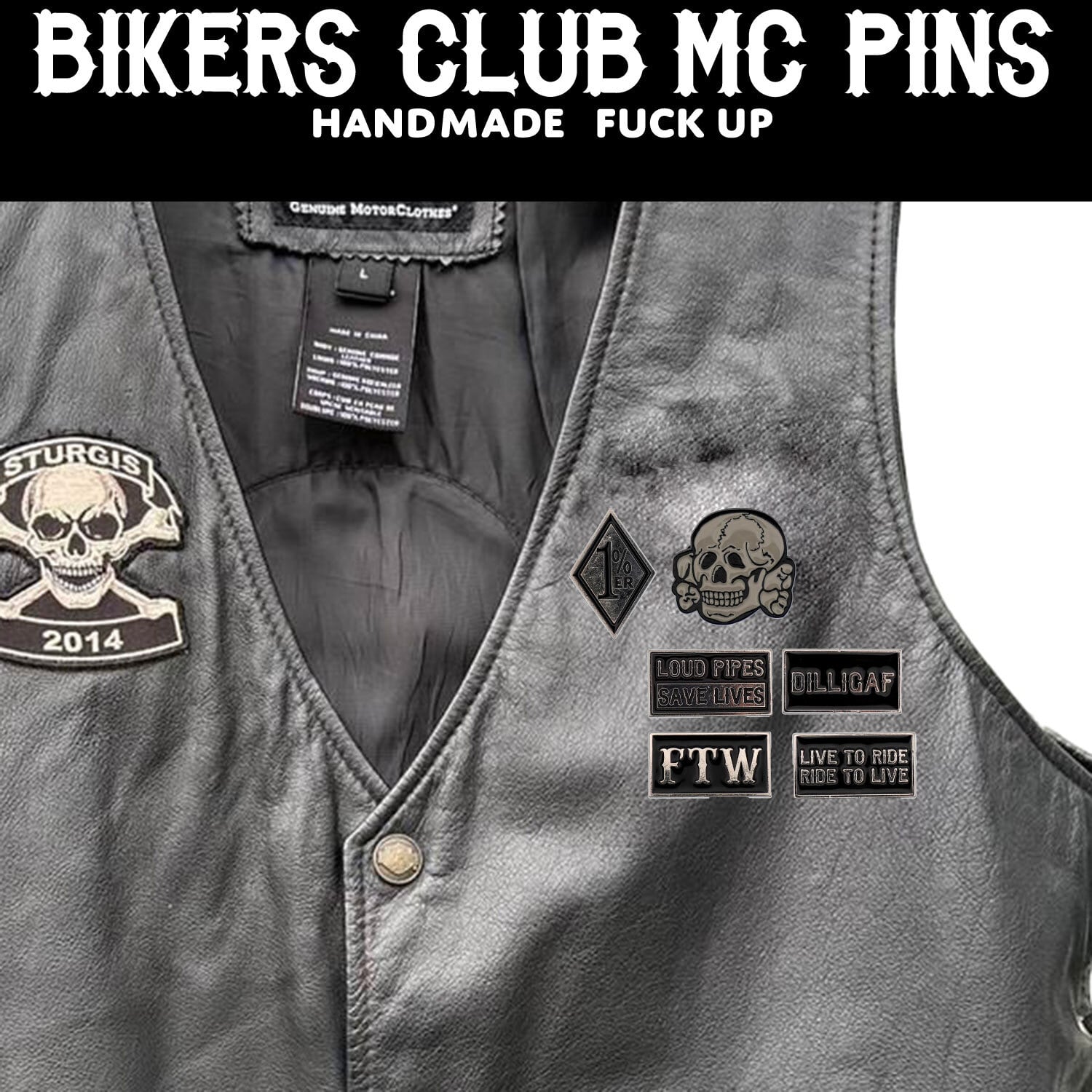 USA BIKERS MC PINS バイカー MC ピンバッチ ピンズ FTW:BCMP-002