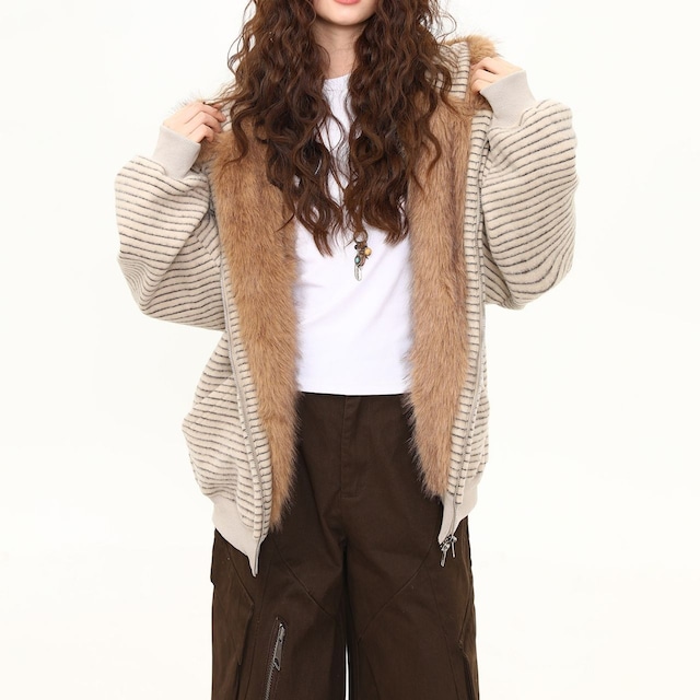 アニマルフードボーダージップパーカー 3col R01293