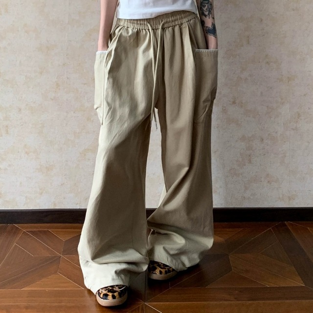 ステッチアクセントポケットルーズシルエットパンツ 2col   R02597