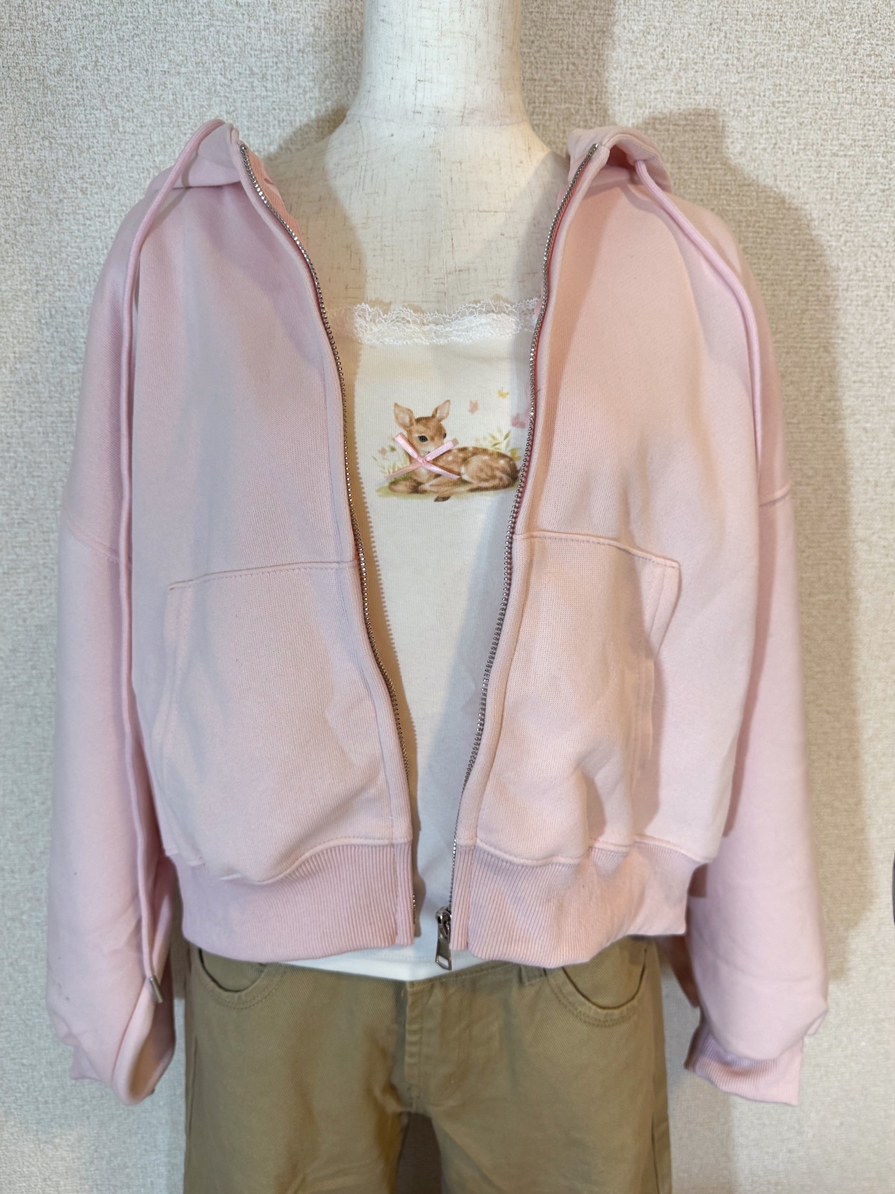 ルーズシルエットショートジップパーカー LK1884