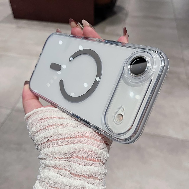 iyite iPhone 17 Air 用 ケース クリア マグネット MagSafe対応 黄変防止 TPU ショック吸収 バンパー ドロップ保護 カメラレンズフルカバー 6.5 インチ チタングレー