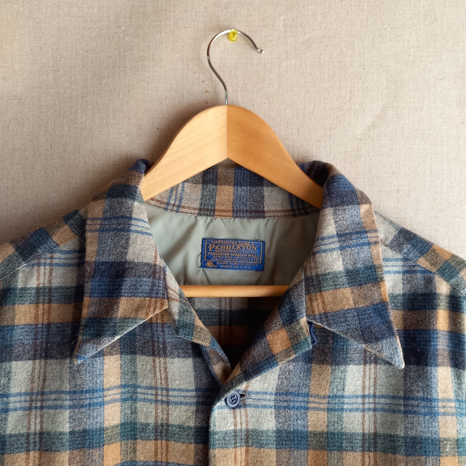 70s アメリカ製 PENDLETON 単色オープンカラーウールシャツ100%vi