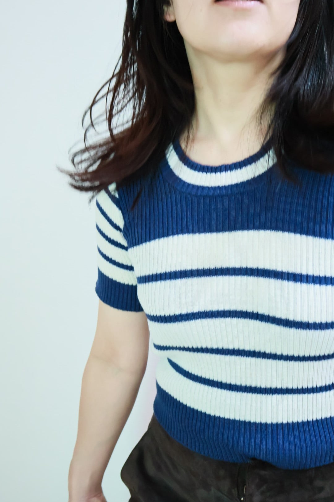70s Ribbed Border Knit Top