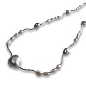 使い方たくさん！淡水グレーパール ステーション  ロングネックレス ne1108