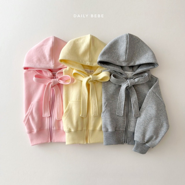 【取寄】daily bebe|ribbon hood zip-up|リボンフードジップアップ|XS-JL|kids&jr|26 spring