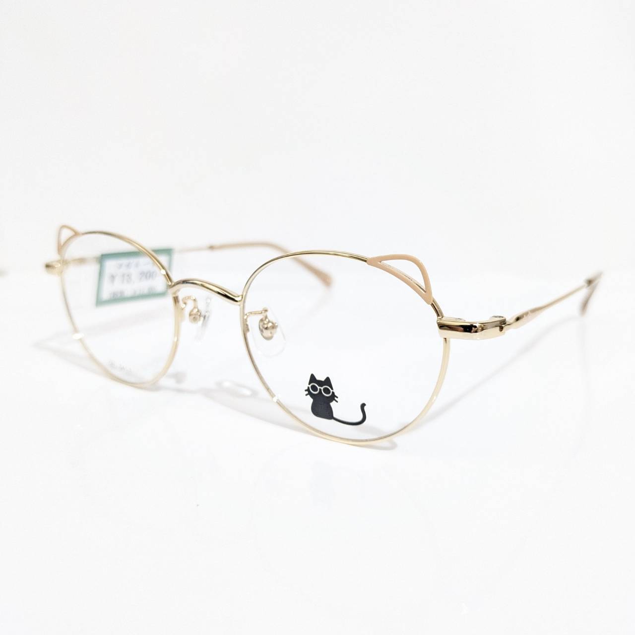 【ネコモチーフ】ボストンメタルフレーム ゴールド