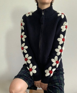 【送料無料】"Tory Burch"knit zip cardigan