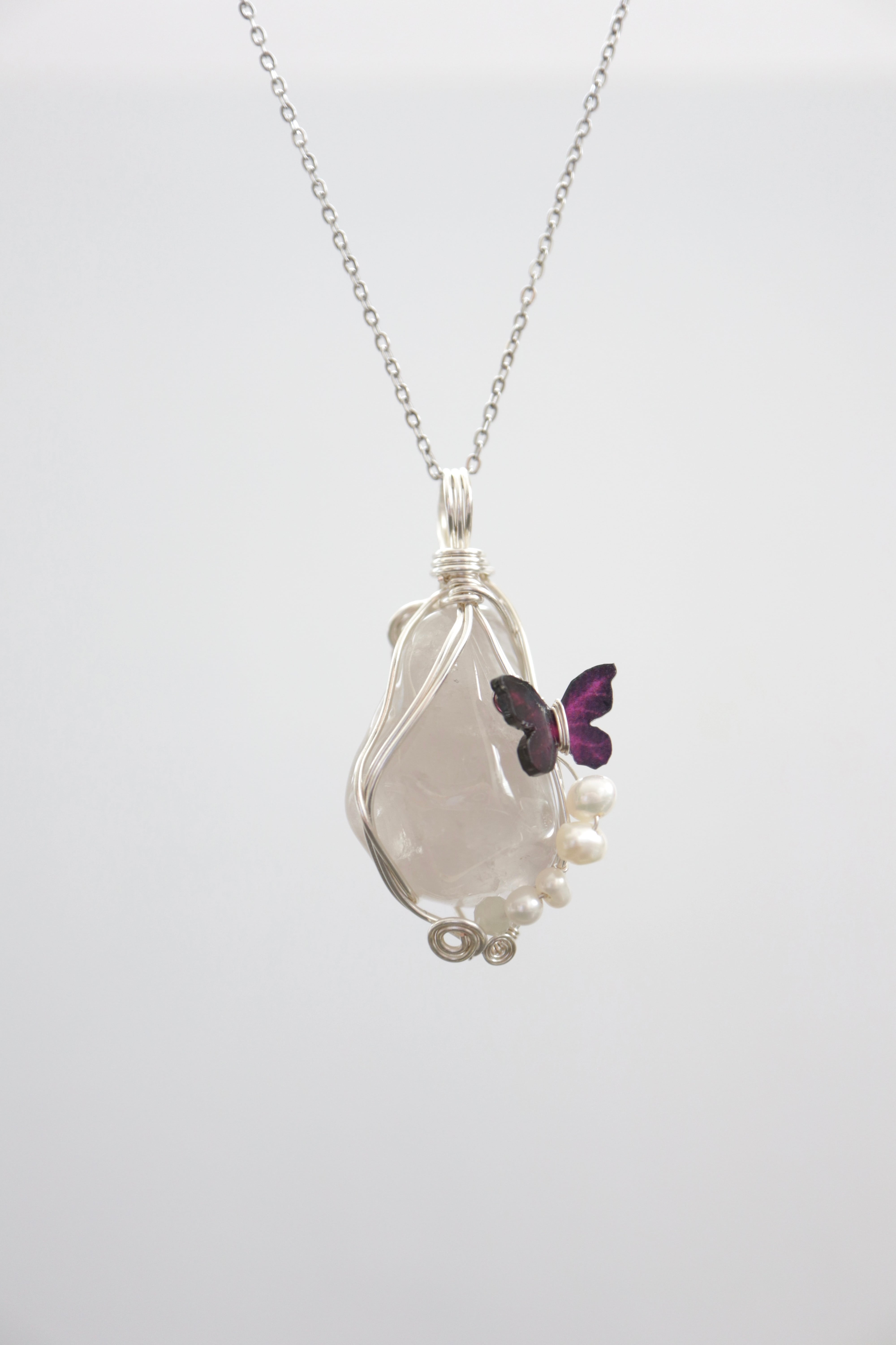 1点もの 黒平水晶 幻水晶 磨き ワイヤーラッピング