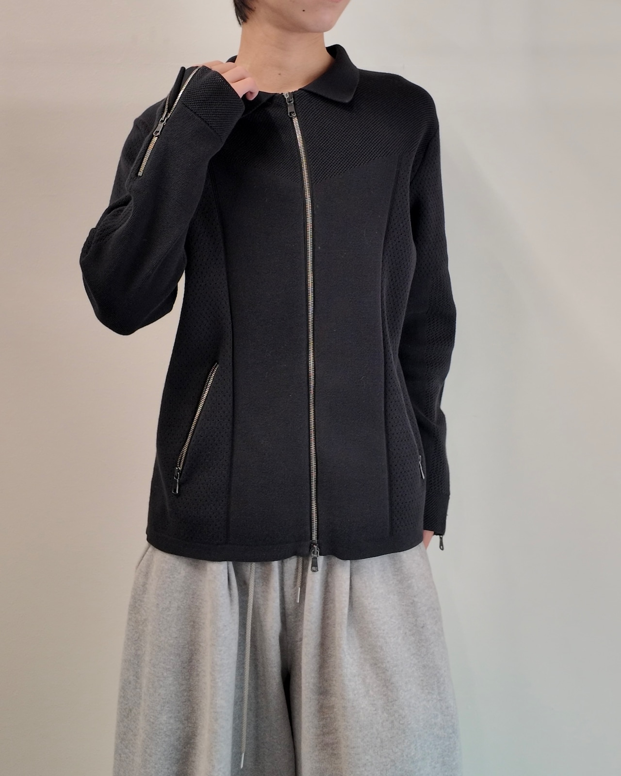 【5351 pour les hommes】curve pattern zip up blouson