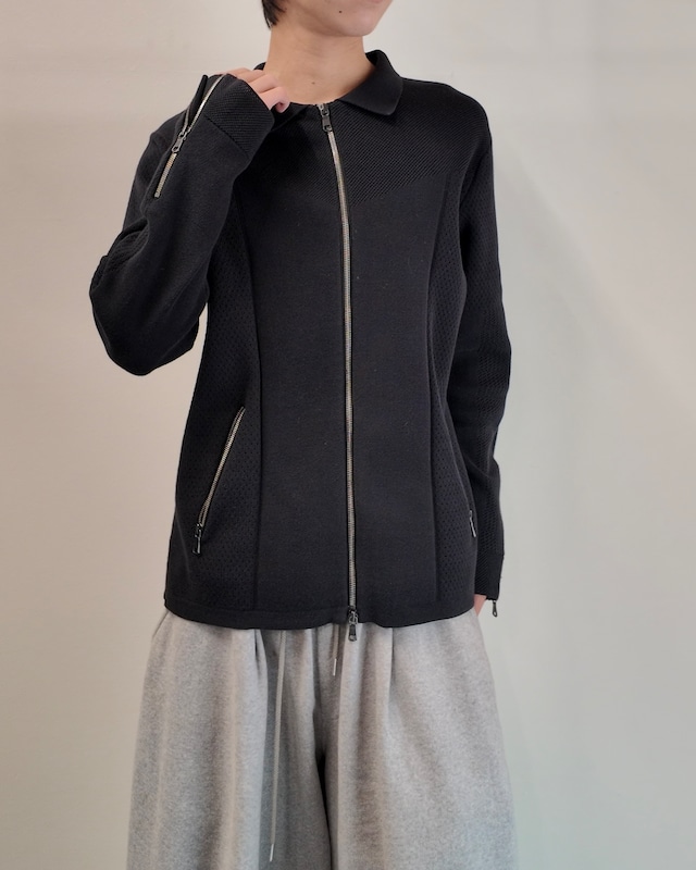 【5351 pour les hommes】curve pattern zip up blouson