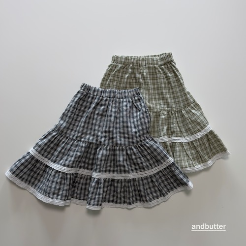 《予約10％OFF 》ANDBUTTER チェックティアードスカート・ANDBUTTER