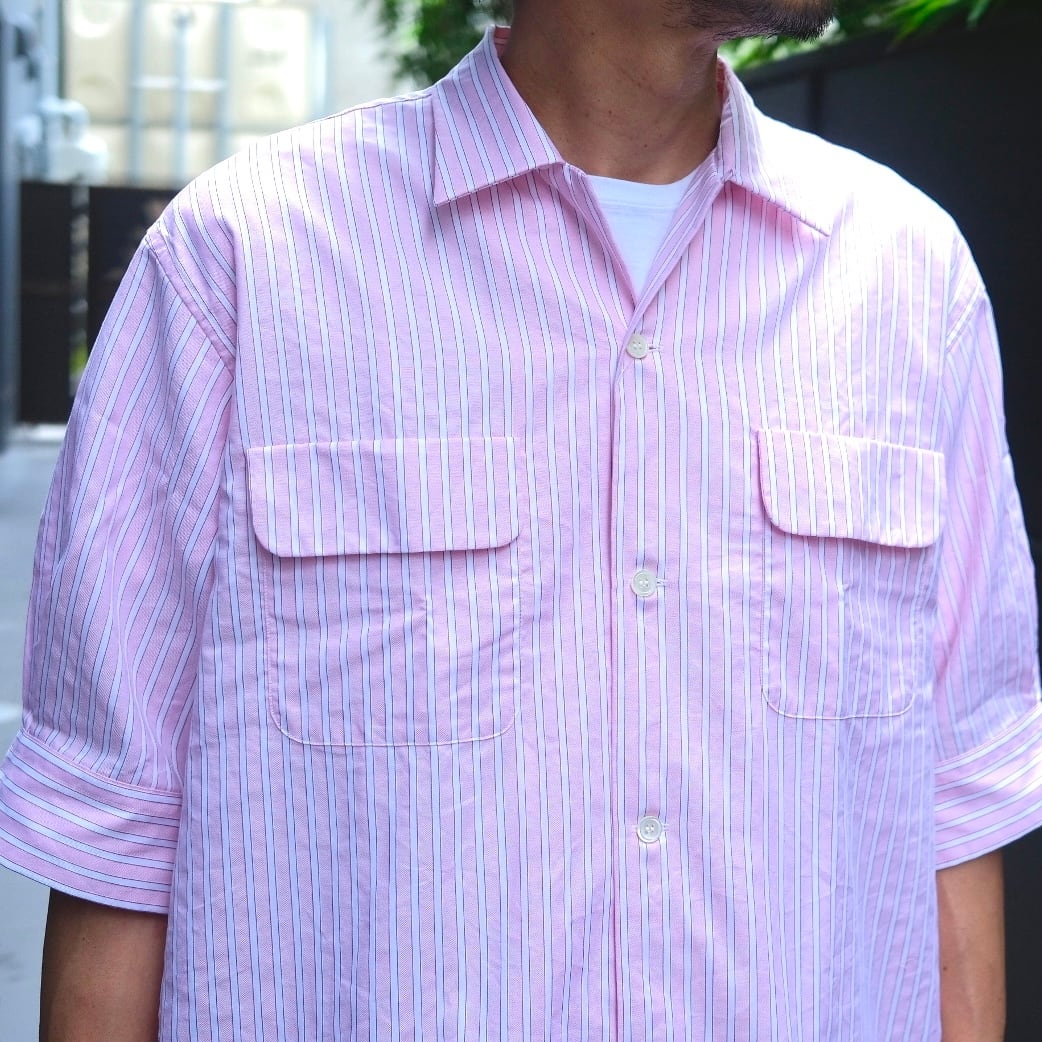 Sans limite(サンリミット)/ボックス大開襟五分袖ブロード-pink stripe