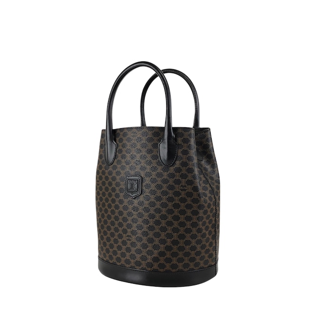 CELINE セリーヌ マカダム ハンドバッグ ブラック ブラゾン型押し PVC トートバッグ vintage ヴィンテージ オールド ypkjyr