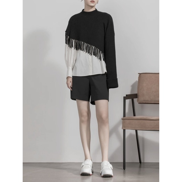 Fringe layered knit C1250