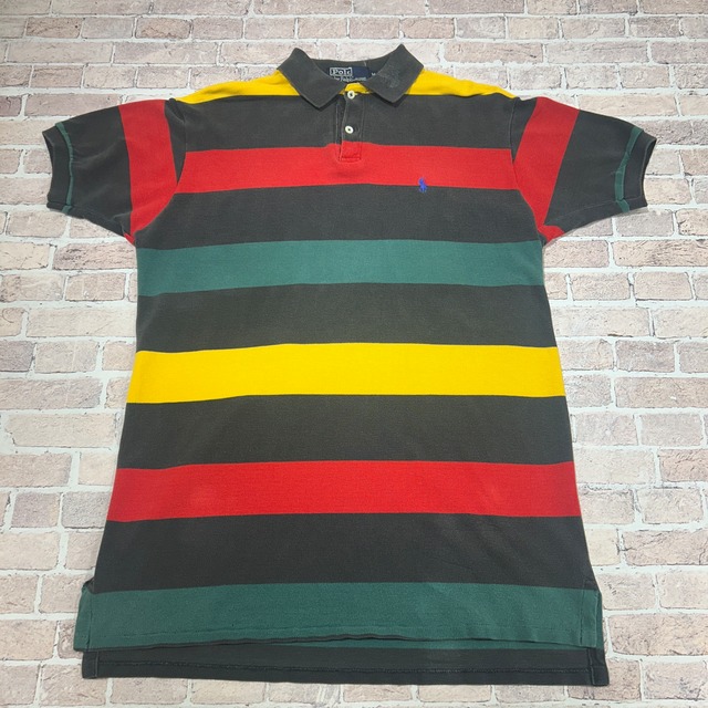 Ⓚ 1990'S　RALPH LAUREN BORDER POLO SHIRT MAME IN USA
