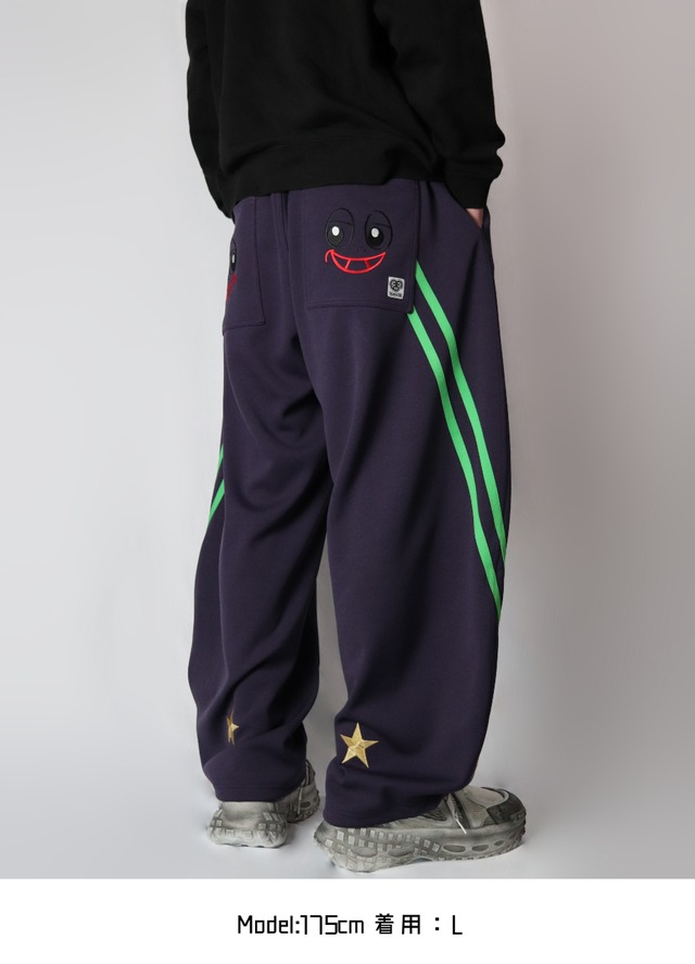 2LINE★SMILE BACK barrel leg pants(ツーライン★スマイルバックバレルレッグパンツ)【Dark purple】