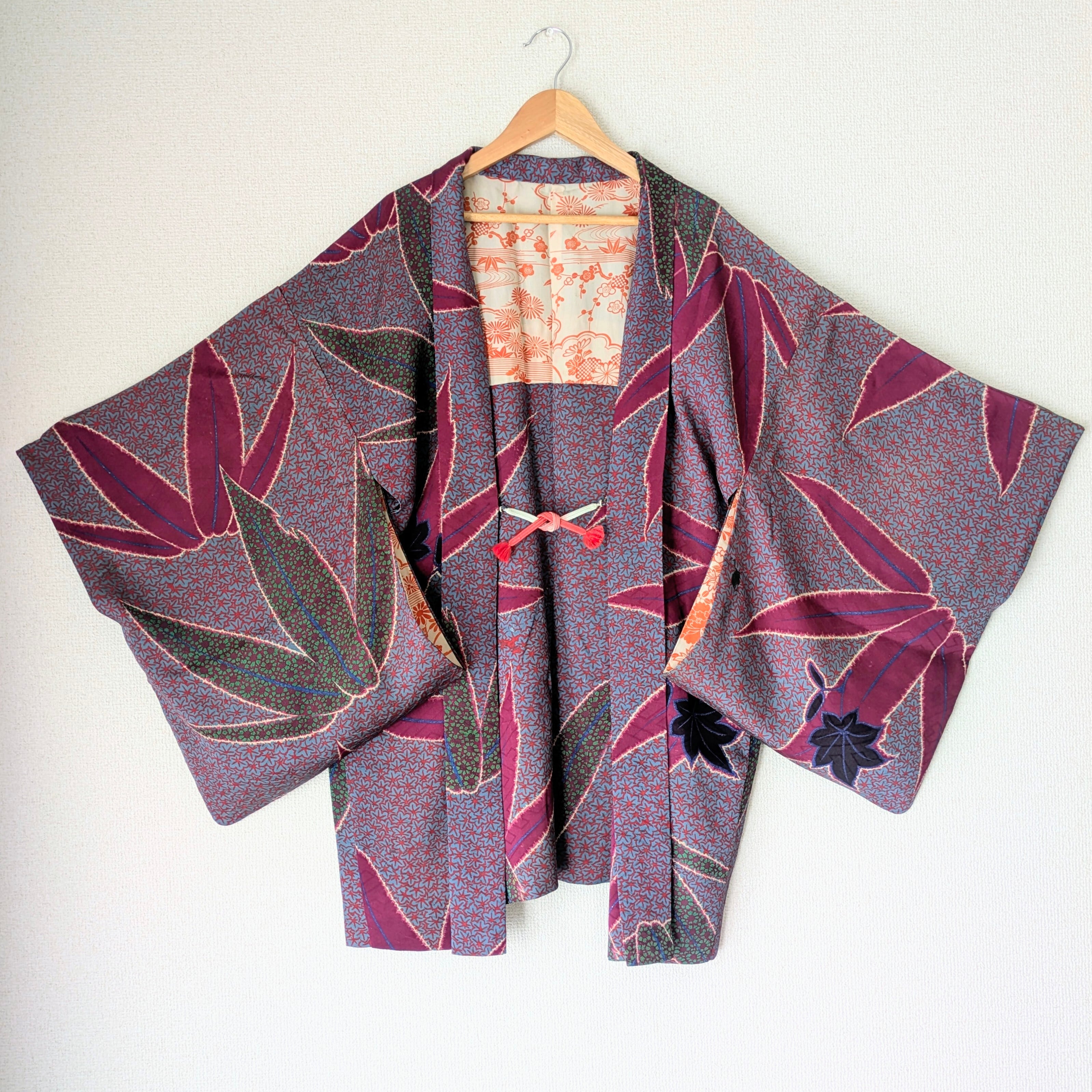 Vintage】HAORI 羽織 正絹 紫 白 水玉模様 大正浪漫 古布 時代布 和洋