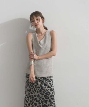 2603007 ドレープネックサマーニットトップス gray