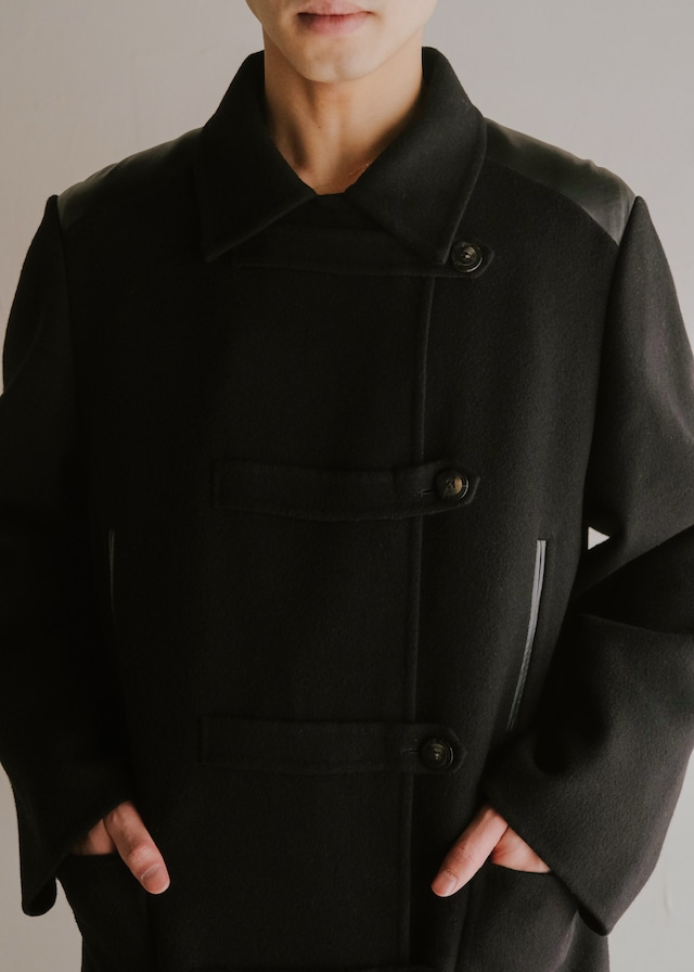 90's Salvatore Ferragamo kid skin leather yoke toggleless coat