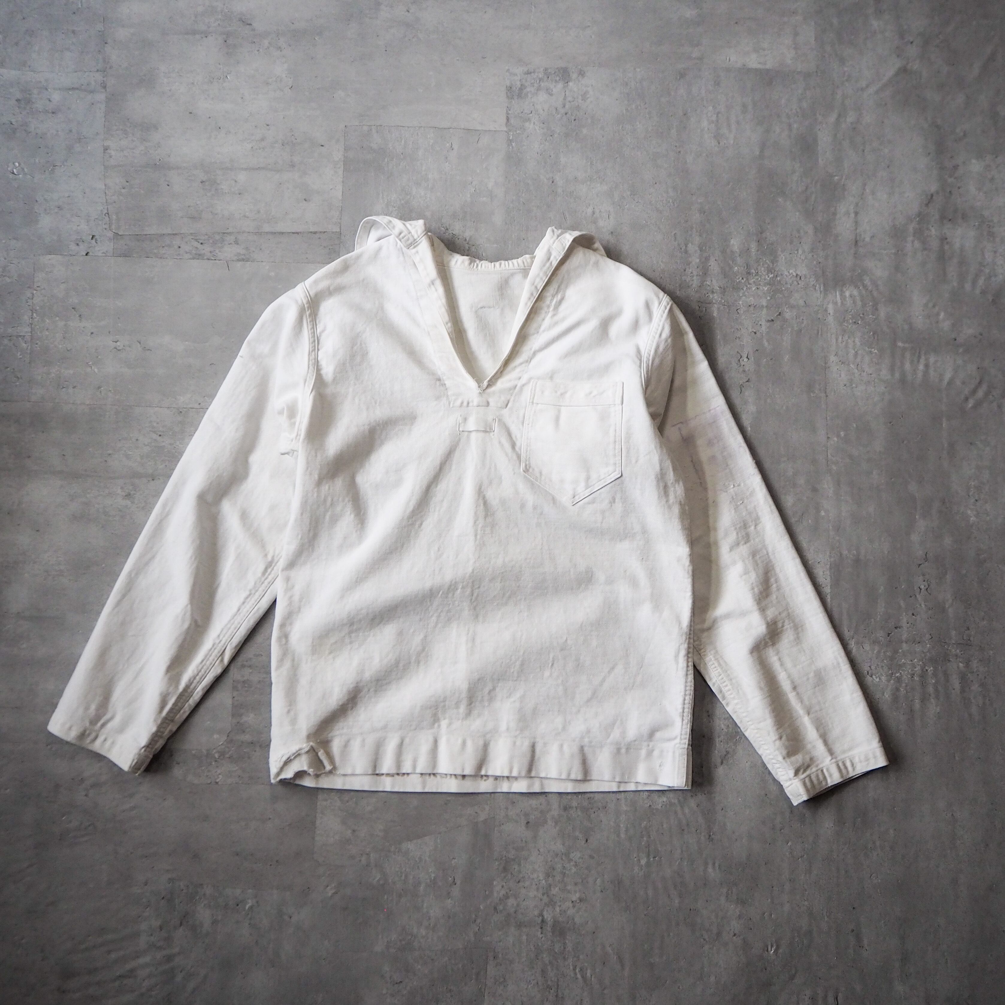 40s- “US NAVY” white marine sailor shirt 40年代 米国海軍