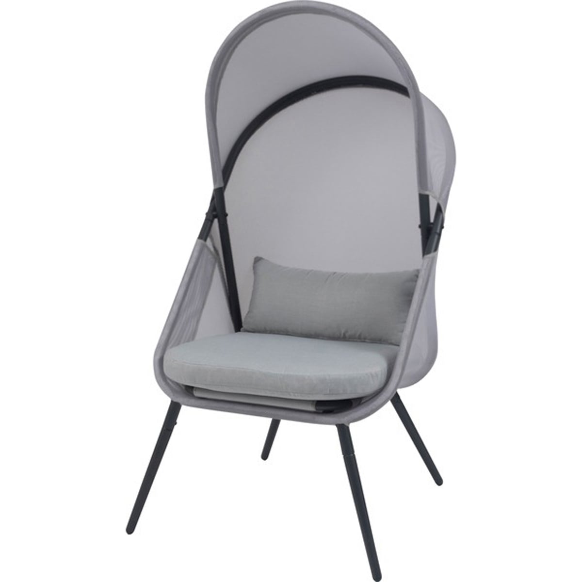 ルーフフォールディングチェア RKC-539LGY ガーデンチェア アウトドアチェア チェアー 椅子 イス 折りたたみ式 ルーフ付き 日除け 日よけ キャンプ リゾート アウトドア キャンプ おしゃれ 大きめ 大きい ゆったり メッシュ グレー 屋外