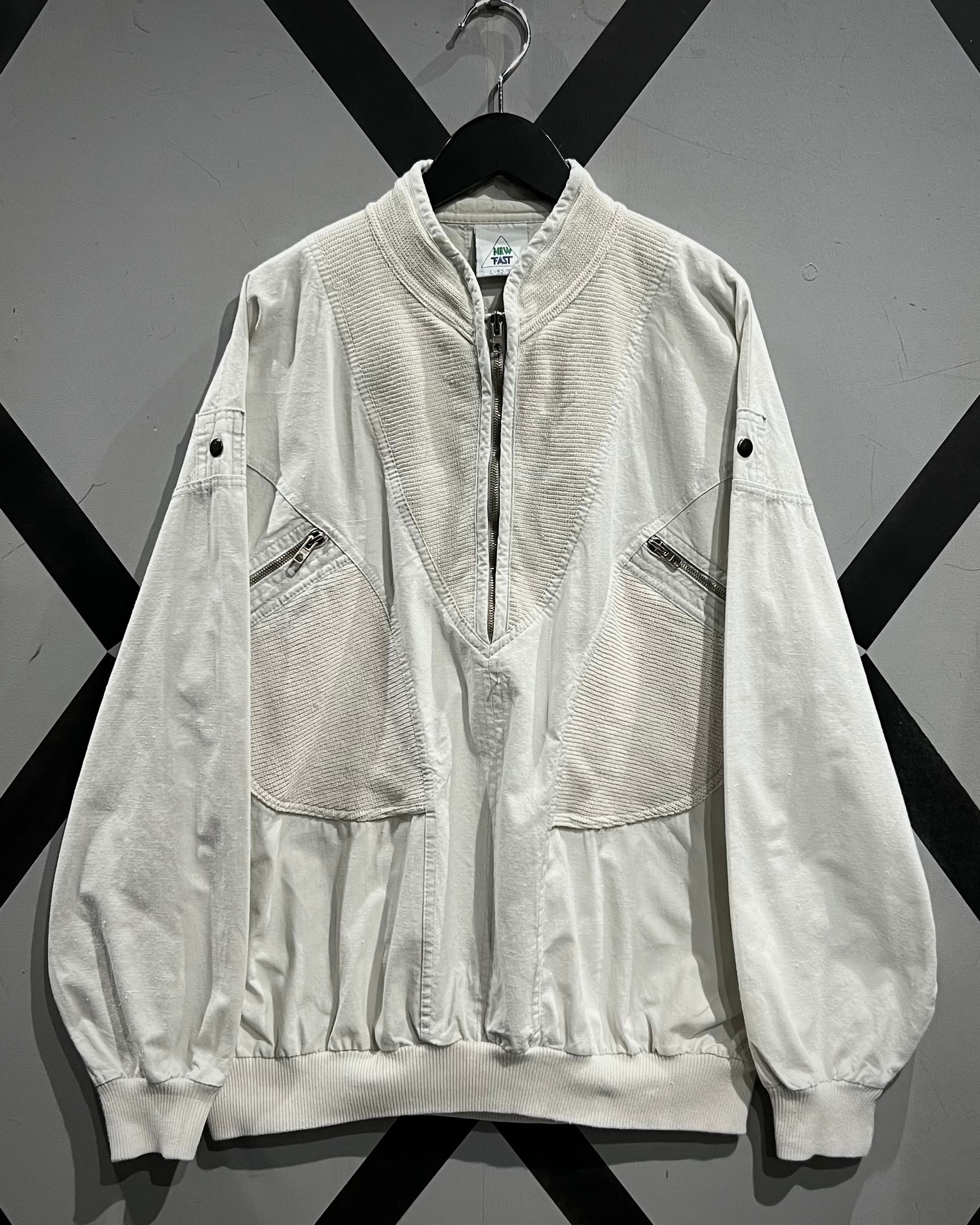 X VINTAGE】Knit Switching Vintage Half Zip Cotton Pullover Jacket