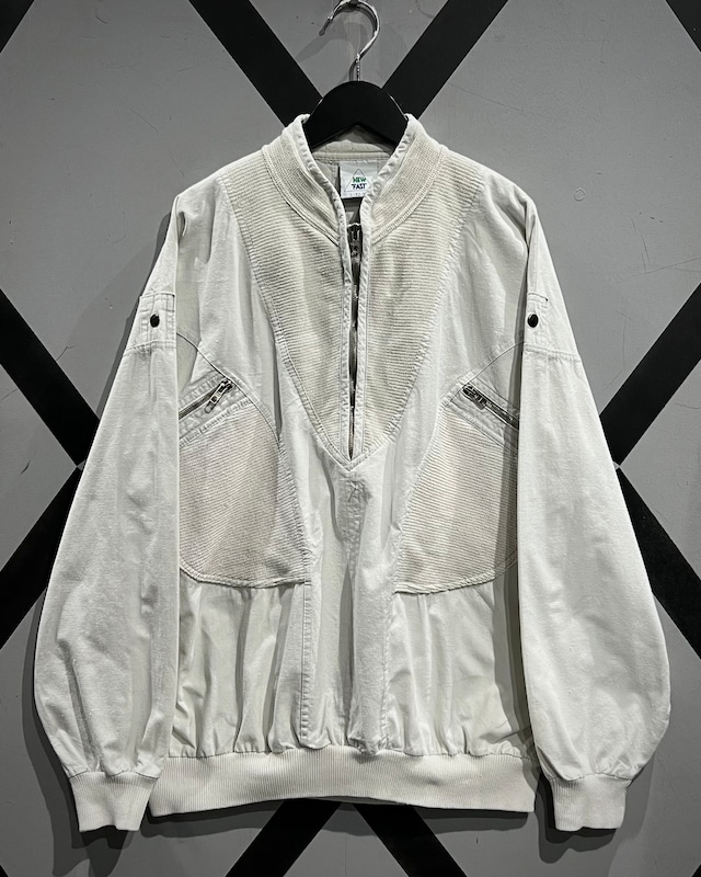 【X VINTAGE】Knit Switching Vintage Half Zip Cotton Pullover Jacket