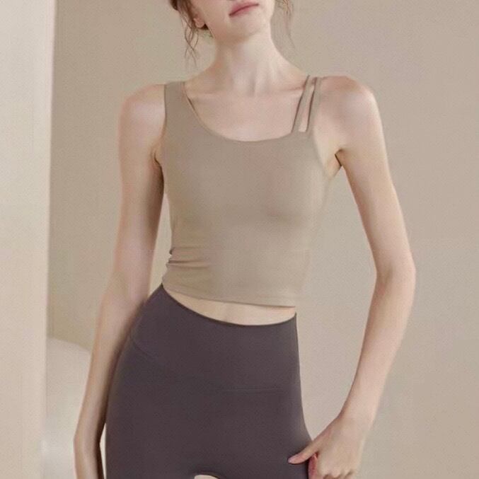 ダブルストラップ ショート丈 タンクトップ 4カラー 00065