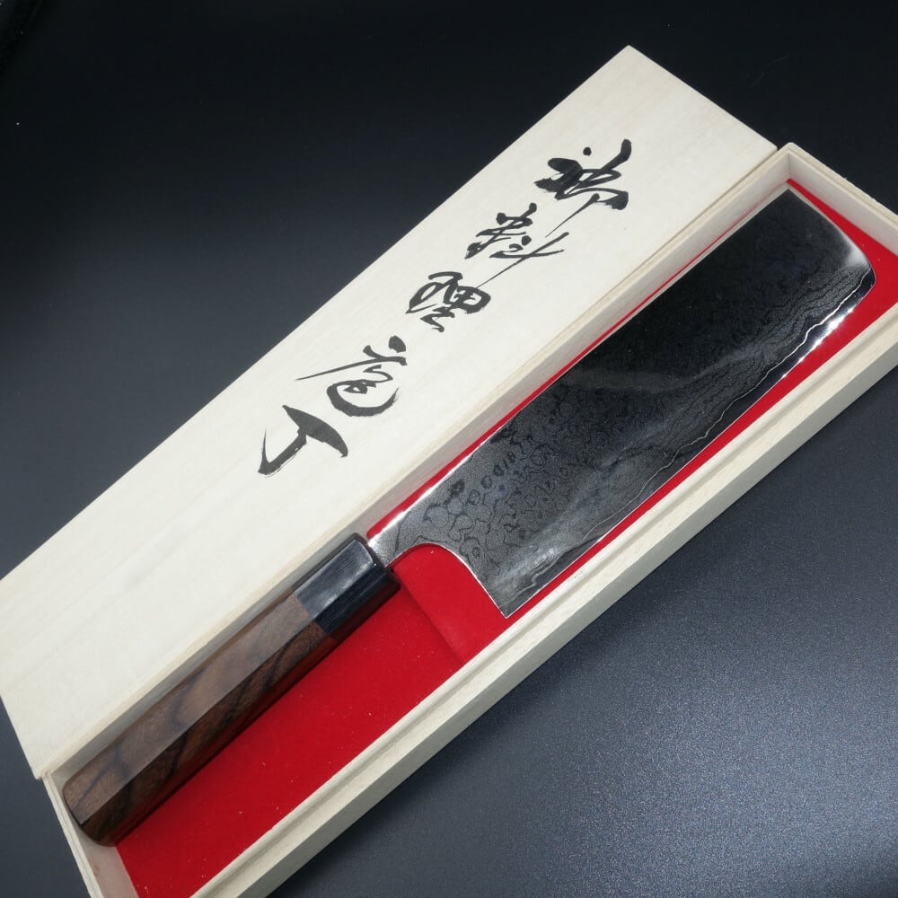 仙助 菜切 包丁 鏡面仕上げ 越前打刃物 165mm VG10 ダマスカス 紫檀